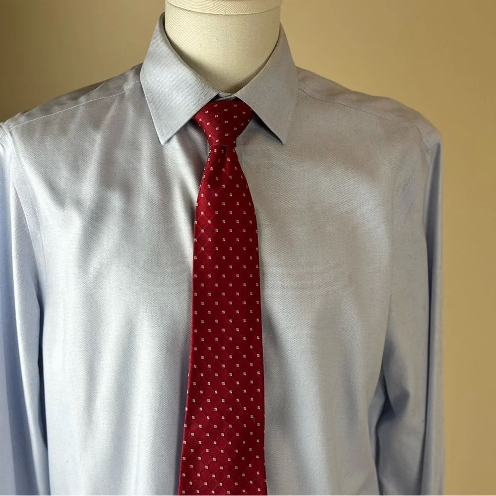 Tasso Elba Men’s Neckties 100% Silk Jacquard Red Geometric Tie